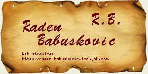 Raden Babušković vizit kartica